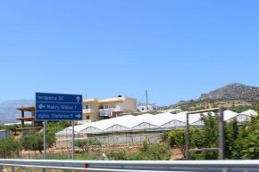 Ortsschild Ierapetra, Makry-Gialos, Agios Stefanos